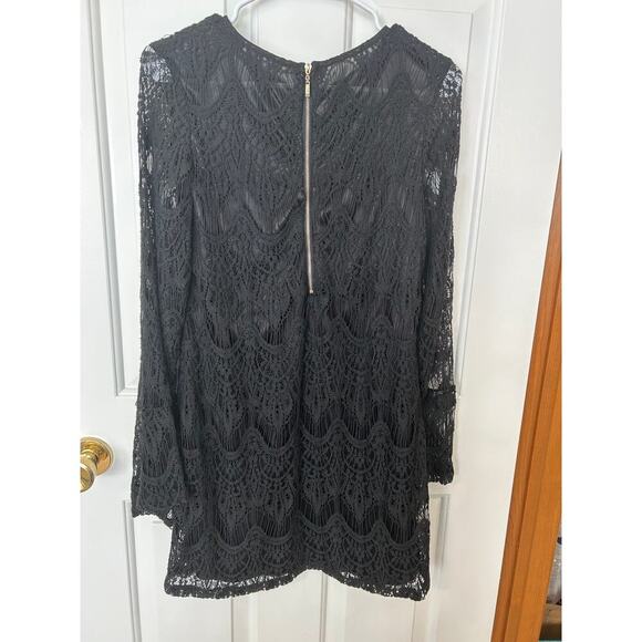 Black lacey dress or top bell sleeved Morticia Adams style - Picture 2 of 7